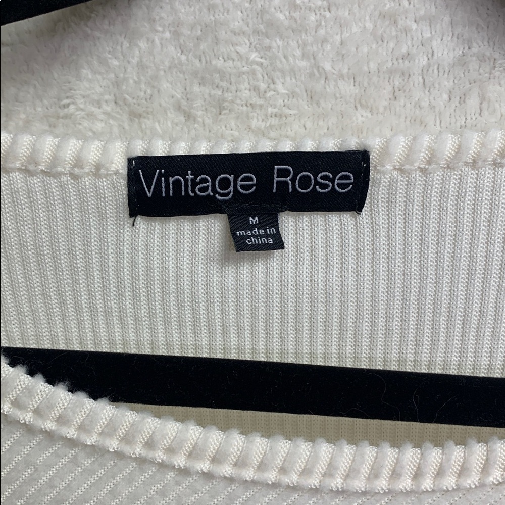 Vintage Rose Black White Gray Colorblock Sweater Button Accents Women’s Sz M - Picture 3 of 4